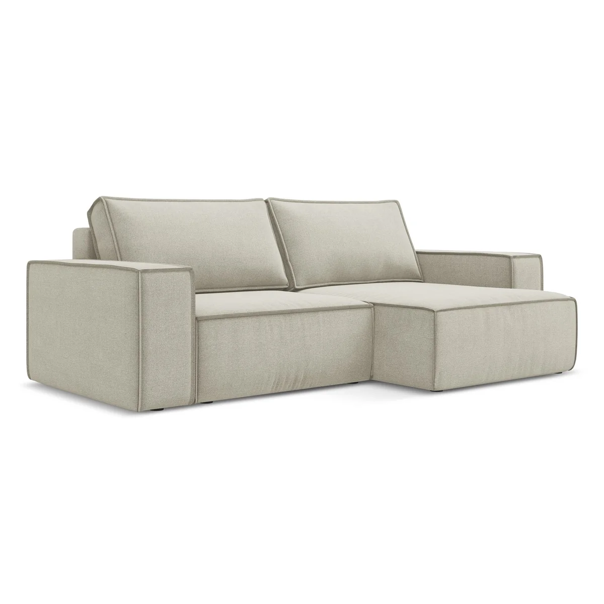 LaMiaSofa hoekbank rechts Livorno - textuurstof - lichtbeige - 257x148x82